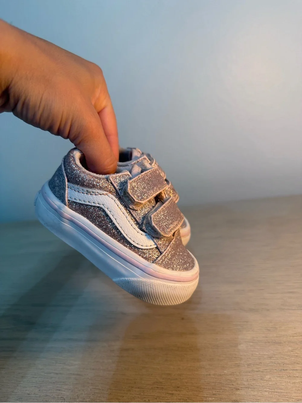 Vans Kids Glitter Old Skool Velcro Sneakers - Silver